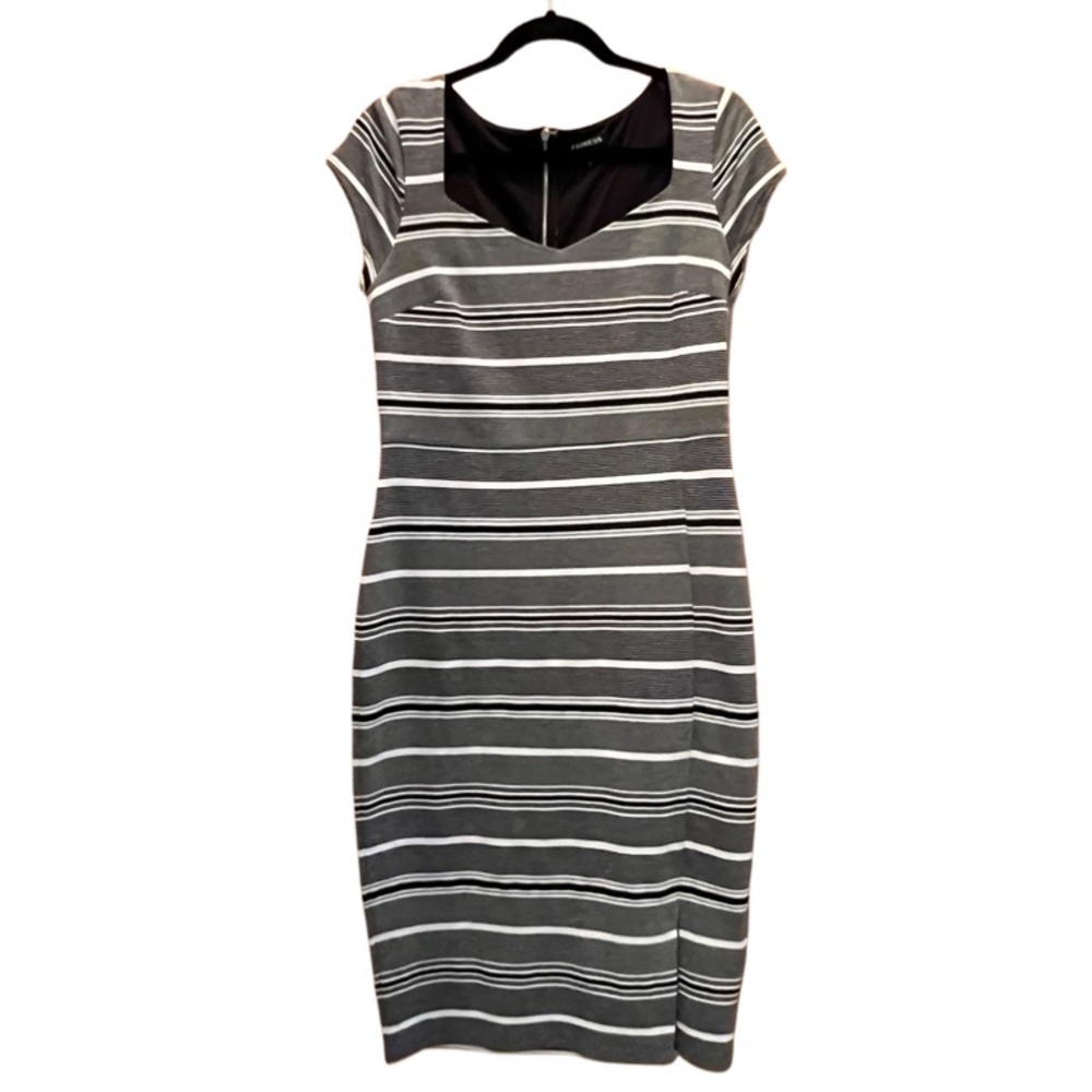 Express black and white stripe body con dress